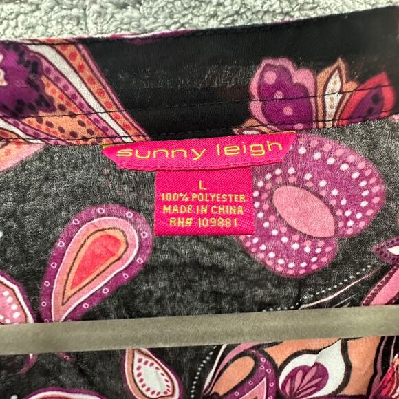 Sunny Leigh Size Large Sheer Long Sleeve Blouse‎ - Picture 3 of 9